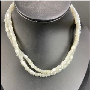 Vintage Mother of Pearl Tulip Carved Necklace